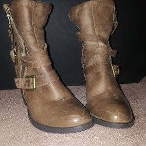 Tan leather booties